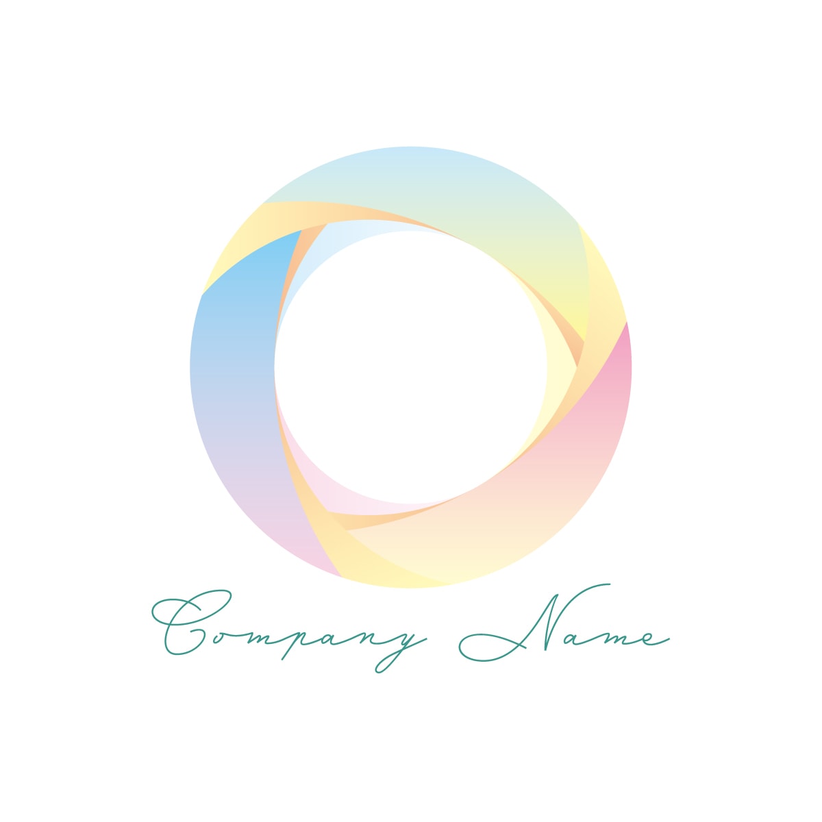 光の輪を描くグラデーションの優美なロゴ