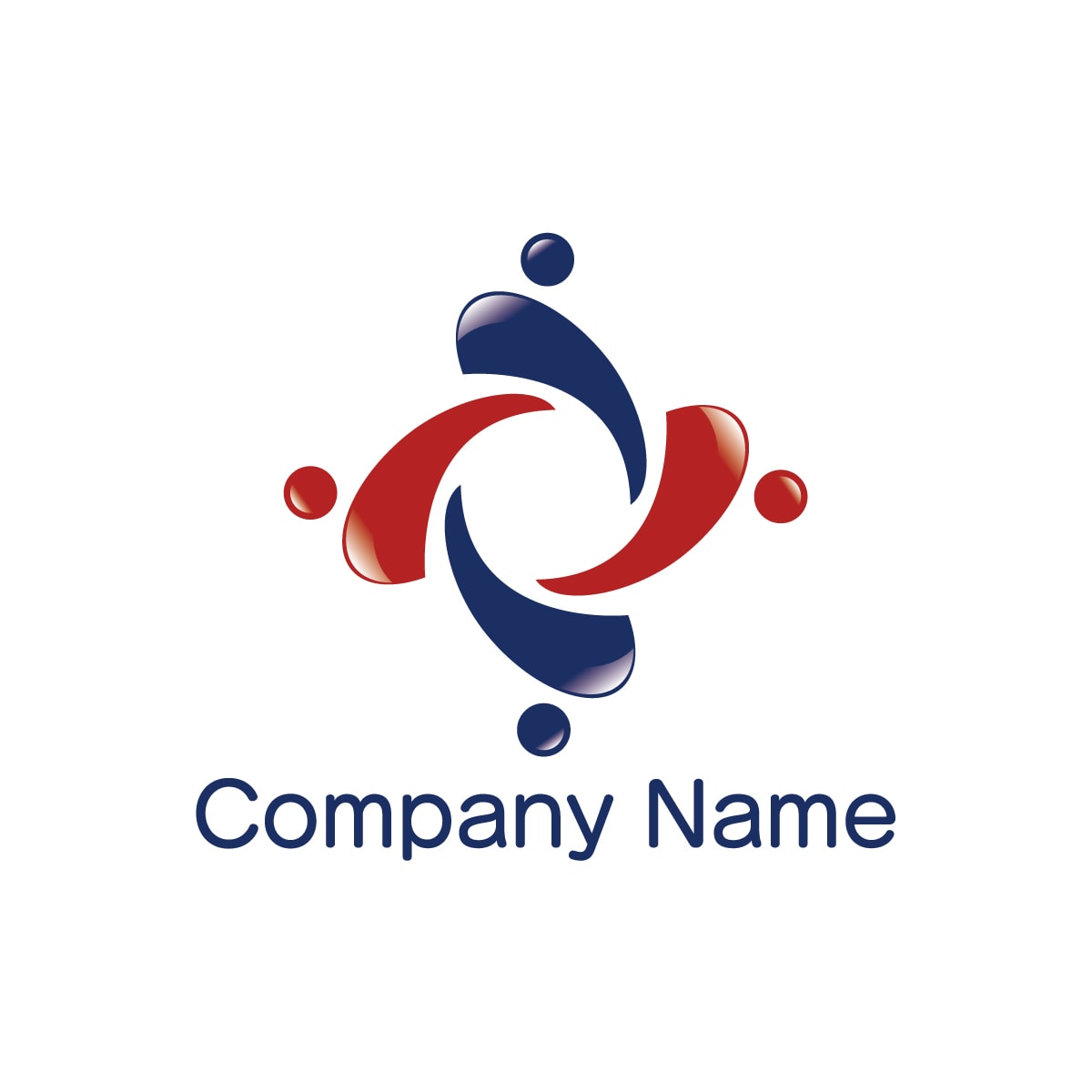 赤と青の動きが躍動する、エネルギーロゴ