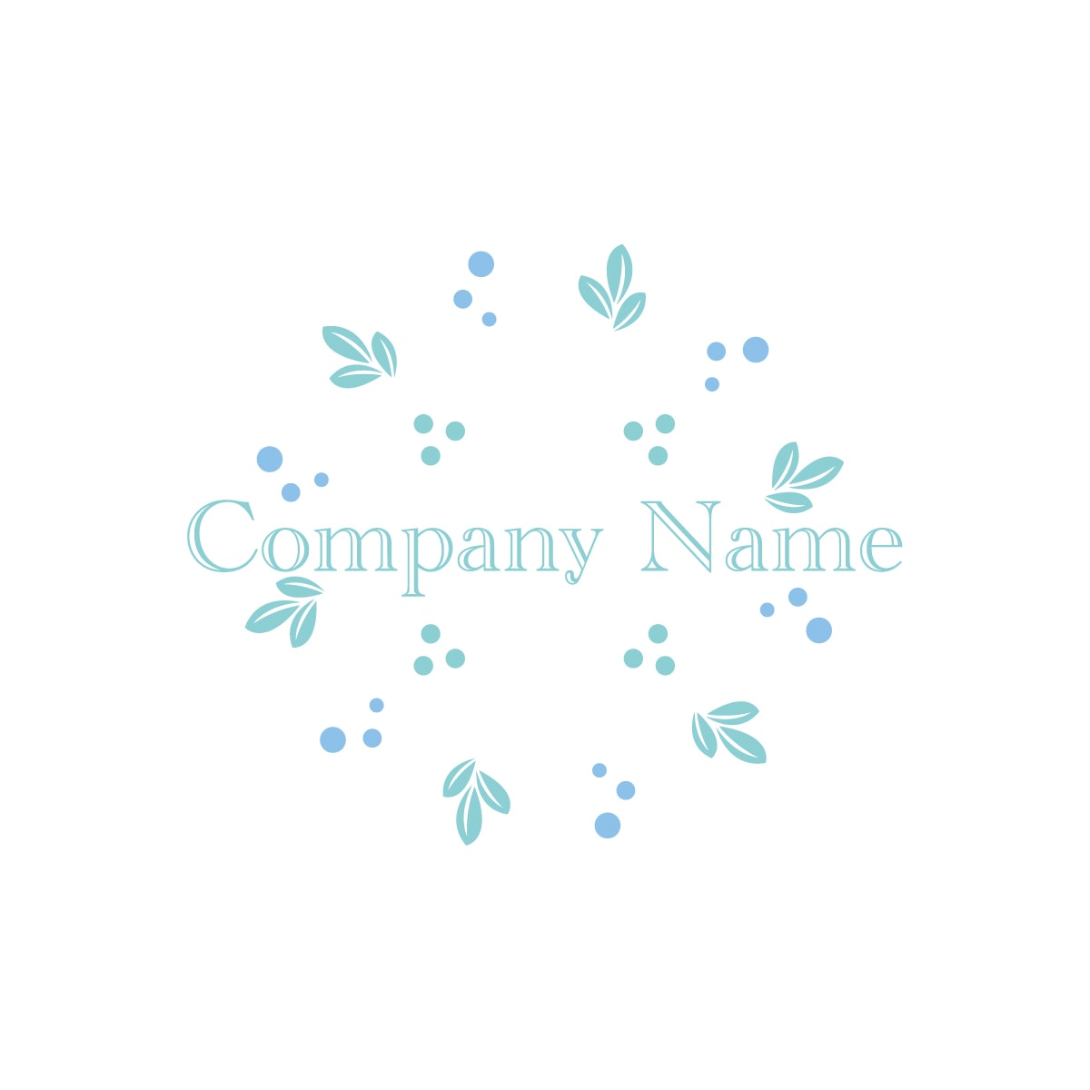 水色の小花が舞う、清楚なリースロゴ